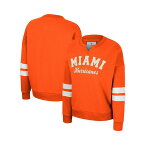 コロシアム レディース パーカー・スウェットシャツ アウター Women's Orange Distressed Miami Hurricanes Perfect Date&nbsp;Notch Neck Pullover Sweatshirt Orange