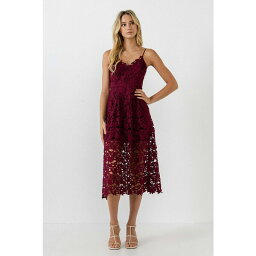 エンドレスローズ レディース ワンピース トップス Women's Lace Cami Midi Dress Burgundy