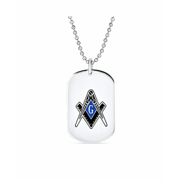 uO fB[X lbNXE`[J[Ey_ggbv ANZT[ Black Blue Freemason Compass Masonic Dog Tag Pendant Necklace For Men Silver Tone Stainless Steel With Bead Chain Silver tone