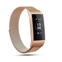 |bV ebN Y rv ANZT[ Unisex Fitbit Charge 3 Rose Gold-Tone Stainless Steel Watch Replacement Band Rose Gold-Tone