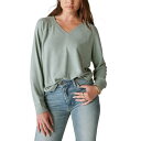 ラッキーブランド レディース カットソー トップス Women's Cloud Jersey Long Sleeve V-neck Top Chinois Green