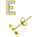 Wj xj[j fB[X sAXCO ANZT[ Cubic Zirconia Initial Stud Earrings, Created for Macy's Gold Over Silver E