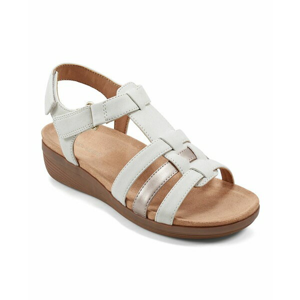 ビアンカ イージースピリット レディース サンダル シューズ Women's Bianka Round Toe Strappy Casual Sandals White, Gold - Manmade or Faux Leather