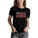 エルエーポップアート レディース カットソー トップス Women's Fireworks American Flag Short Sleeve T-shirt Black