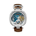 X^[O Y rv ANZT[ Men's Automatic Dual Time Alloy Case Skeleton Dial Alligator Embossed Genuine Leather Strap Watch Brown