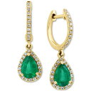 GtB[ RNV fB[X sAXCO ANZT[ EFFY&reg; Emerald (1-1/6 ct. t.w.) & Diamond (1/4 ct. t.w.) Drop Earrings in 14k Gold Emerald