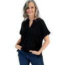 スタイルアンドコー レディース カットソー トップス Women's Split-Neck Short Sleeve Knit Shirt, Created for Macy's Deep Black