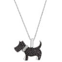 ラップド レディース ネックレス・チョーカー・ペンダントトップ アクセサリー Black Diamond (1/4 ct. t.w.) & White Diamond Accent Schnauzer Pendant Necklace in 10k White Gold, 16