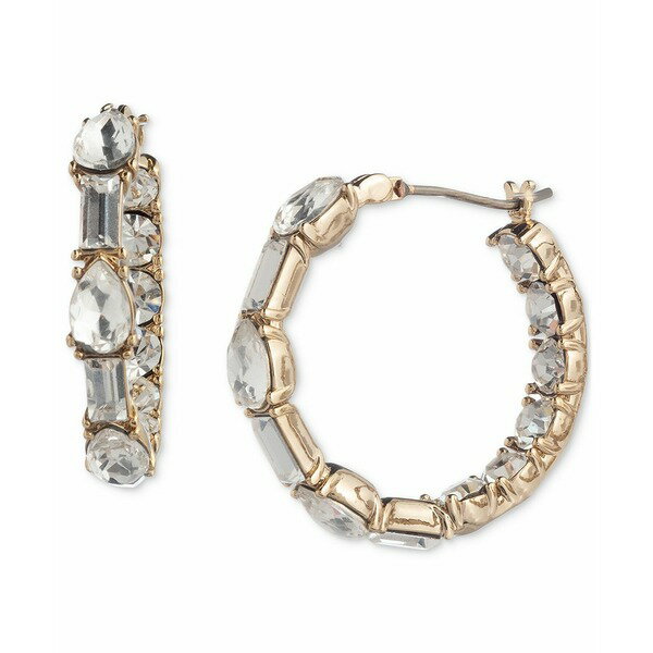 ジバンシー レディース ピアス＆イヤリング アクセサリー Small Baguette & Pear-Shape Crystal Hoop Earrings, 0.78