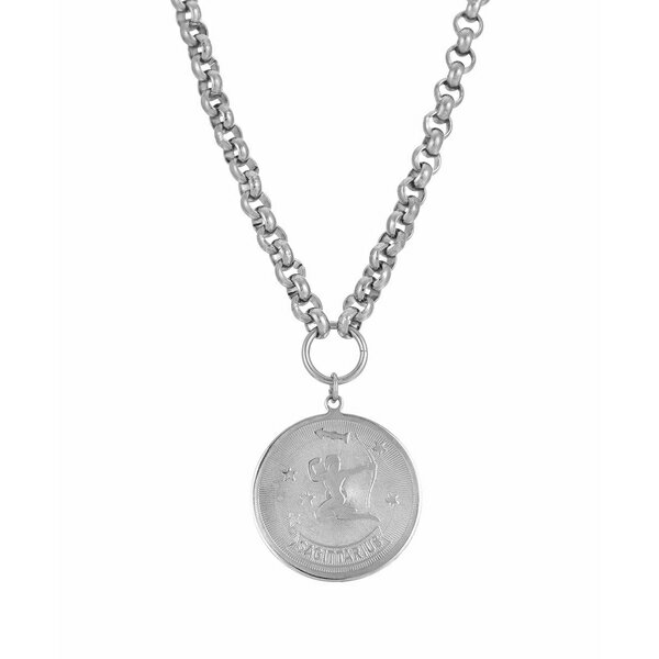 2028 fB[X lbNXE`[J[Ey_ggbv ANZT[ Women's Round Sagitarius Pendant Necklace Silver-tone