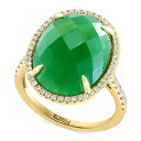 GtB[ RNV fB[X O ANZT[ EFFY&reg; Dyed Green Jade & Diamond (1/3 ct. t.w.) Halo Ring in 14k Gold 14K Yellow Gold