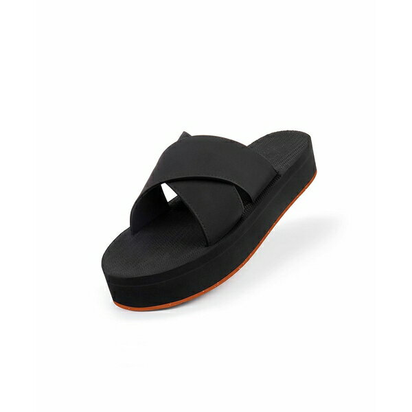 インドソール レディース サンダル シューズ Women's Cross Platform Sandal with Sneaker Sole Orange sole/black