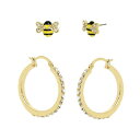 ベッツィジョンソン レディース ピアス＆イヤリング アクセサリー Faux Stone Bee Hoop Duo Earring Set Yellow, Two-Tone