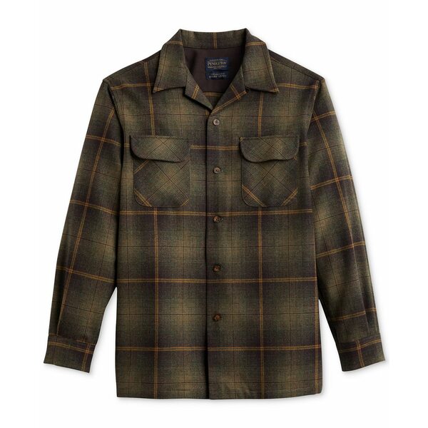 ペンドルトン メンズ シャツ トップス Men's Original Plaid Button-Down Wool Board Shirt Green/brown Ombre