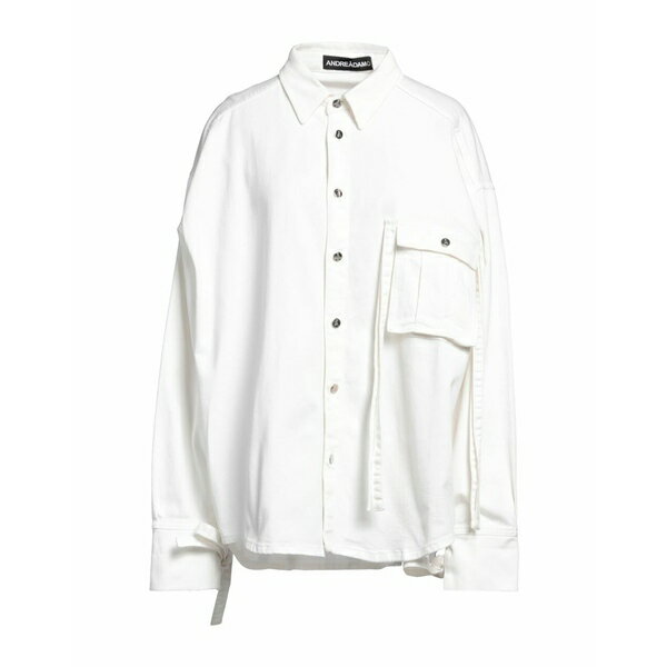 ̵ ɥ ǥ  ȥåץ Denim shirts White