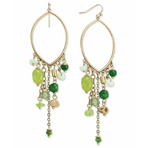 スタイルアンドコー レディース ピアス＆イヤリング アクセサリー Mixed Gemstone Fringe Open Oval Statement Earrings, Created for Macy's Green
