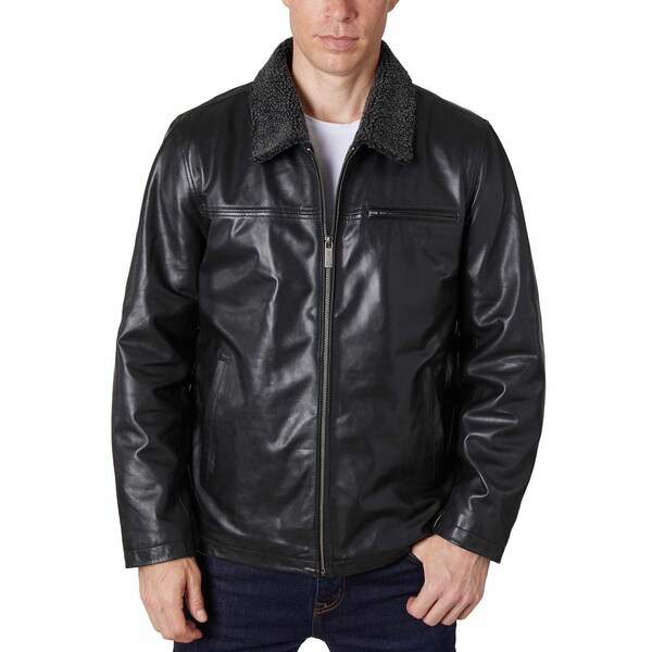 ペリーエリス メンズ ジャケット＆ブルゾン アウター Men 039 s Zipper Leather Jacket Black