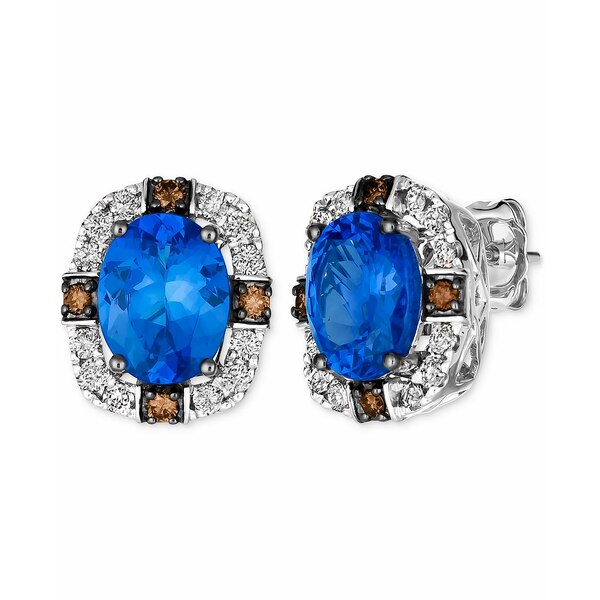 ルヴァン レディース ピアス＆イヤリング アクセサリー Blueberry Tanzanite (3-3/8 ct. t.w.) & Diamond (1/2 ct. t.w.) Halo Stud Earrings in 14k White Gold No Color