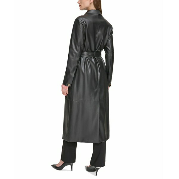 カルバンクライン レディース ジャケット＆ブルゾン アウター Women s Belted Faux-Leather Trench Coat Black
