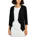 コネクテッド レディース ワンピース トップス Petite Open-Front 3/4-Sleeve Waterfall Shrug Black