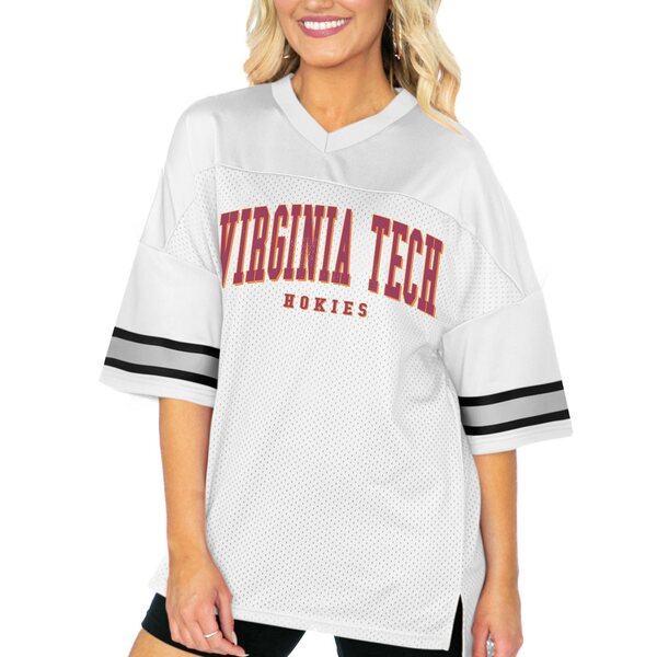 ゲームデイ レディース Tシャツ トップス Virginia Tech Hokies Gameday Couture Women's Option Play Oversized Mesh Fashion Jersey White