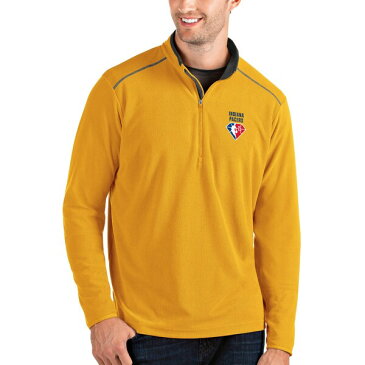 アンティグア メンズ パーカー・スウェットシャツ アウター Indiana Pacers Antigua NBA 75th Anniversary Glacier QuarterZip Pullover Jacket Gold