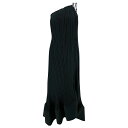 ランバン レディース ワンピース トップス Maxi Black One-shoulder Pleated Dress With Beads In Crpe De Chine Woman Black