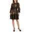 タハリエーエスエル レディース ワンピース トップス Women's Mixed-Print Velvet-Trim 3/4-Sleeve Dress Black Multi