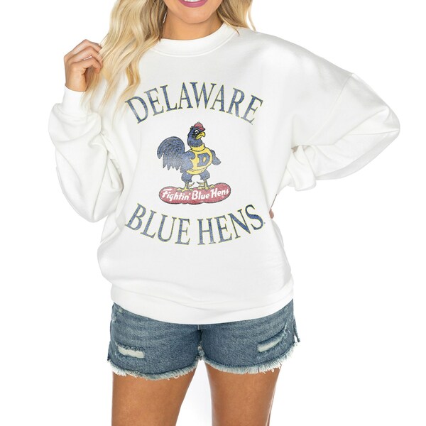 ゲームデイ レディース パーカー・スウェットシャツ アウター Delaware Fightin' Blue Hens Gameday Couture Women's Good Vibes Premium Fleece Drop Shoulder Pullover Sweatshirt White