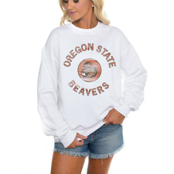 ゲームデイ レディース パーカー・スウェットシャツ アウター Oregon State Beavers Gameday Couture Women's Run It Back Perfect Crewneck Pullover Sweatshirt White