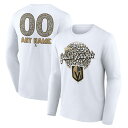 ファナティクス メンズ Tシャツ トップス Vegas Golden Knights Fanatics Branded Personalized Name & Number Leopard Print Long Sleeve TShirt White