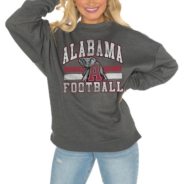 楽天astyゲームデイ レディース パーカー・スウェットシャツ アウター Alabama Crimson Tide Gameday Couture Women's Good Vibes Premium Fleece Drop Shoulder Pullover Sweatshirt Charcoal