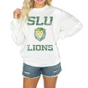 ゲームデイ レディース パーカー・スウェットシャツ アウター Southeastern Louisiana Lions Gameday Couture Women's Good Vibes Premium Fleece Drop Shoulder Pullover Sweatshirt White