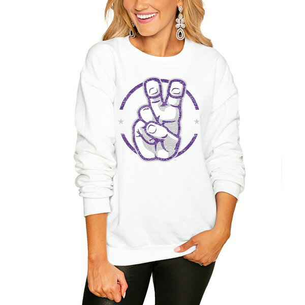 ゲームデイ レディース パーカー・スウェットシャツ アウター TCU Horned Frogs Women's End Zone Pullover Sweatshirt White