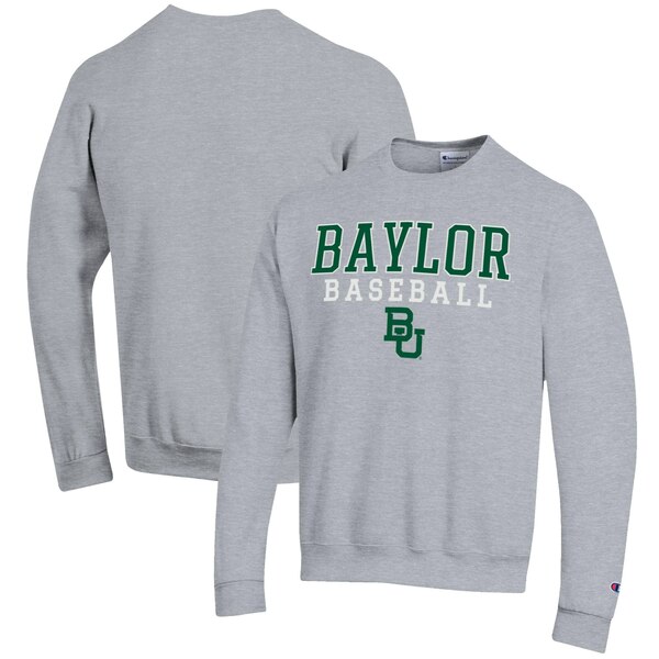 チャンピオン メンズ パーカー・スウェットシャツ アウター Baylor Bears Champion Baseball Stack Pullover Crewneck Sweatshirt Gray