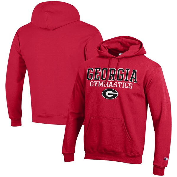 チャンピオン メンズ パーカー スウェットシャツ アウター Georgia Bulldogs Champion Gymnastics Stack Powerblend Pullover Hoodie Red