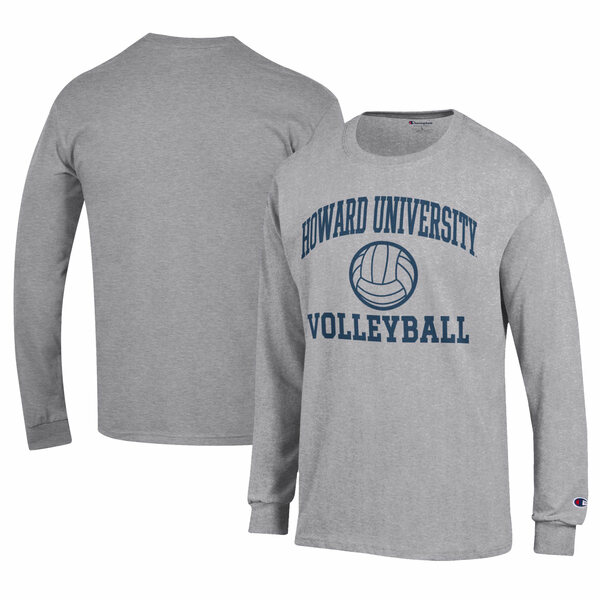 ԥ  T ȥåץ Howard Bison Champion Stacked Logo Volleyball Jersey Long Sleeve TShirt Gray