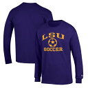 チャンピオン メンズ Tシャツ トップス LSU Tigers Champion Soccer Icon Long Sleeve TShirt Purple