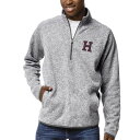 リーグカレッジエイトウェア メンズ ジャケット＆ブルゾン アウター Harvard Crimson League Collegiate Wear Saranac Raglan QuarterZip Jacket Heather Gray