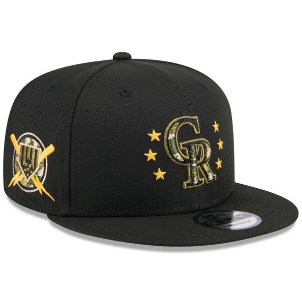 ニューエラ メンズ 帽子 アクセサリー Colorado Rockies New Era 2024 Armed Forces Day 9FIFTY Snapback Hat Black