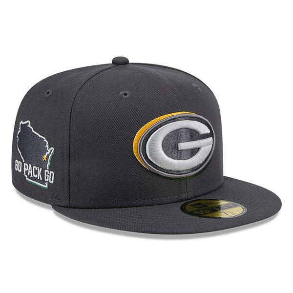 ニューエラ メンズ 帽子 アクセサリー Green Bay Packers New Era Official 2024 NFL Draft On Stage 59FIFTY Fitted Hat Graphite