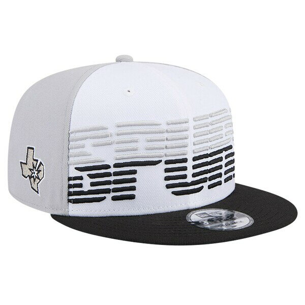 ニューエラ メンズ 帽子 アクセサリー San Antonio Spurs New Era Throwback Gradient Tech Font 9FIFTY Snapback Hat White/Black