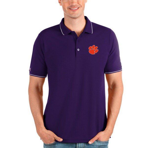 アンティグア メンズ ポロシャツ トップス Clemson Tigers Antigua Affluent Polo Purple