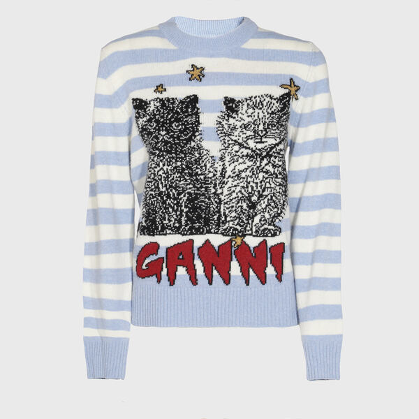 ガニー レディース ニット&セーター アウター Mix Cats Graphic Sweater Illusion Blueのサムネイル