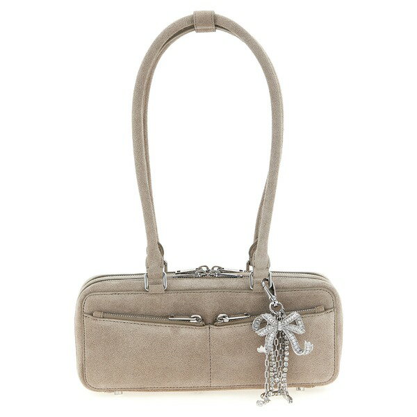 セルフ・ポートレイト レディース ショルダーバッグ バッグ 'tan Suede Baguette With Charm' Shoulder Bag Grey(4)