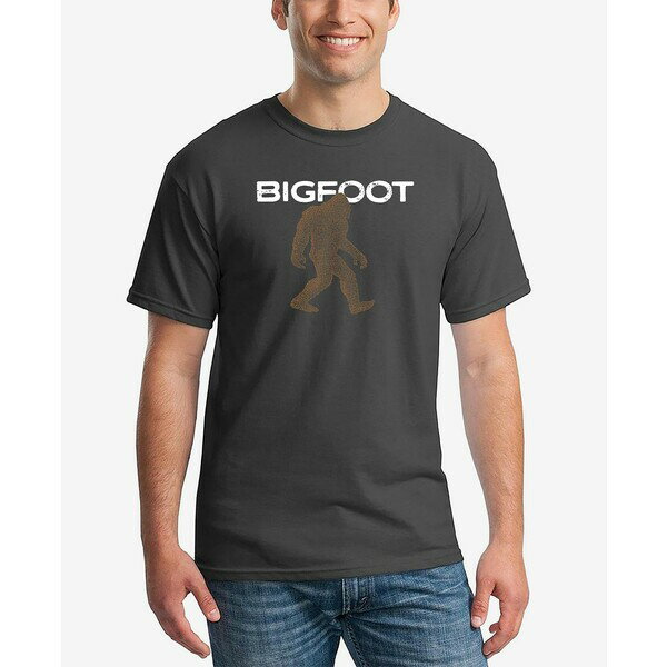 エルエーポップアート メンズ Tシャツ トップス Men's Bigfoot Printed Word Art T-shirt Dark Gray