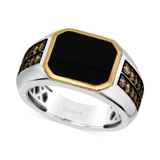 ルヴァン レディース リング アクセサリー Chocolatier® Men's Onyx & Chocolate Diamond (1/2 ct. t.w.) in Sterling Silver & 14k Gold Silver ルヴァン レディース リング アクセサリー Chocolatier® Men's Onyx & Chocolate Diamond (1/2 ct. t.w.) in Sterling Silver & 14k Gold Silver