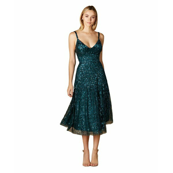 ララ レディース ワンピース トップス Women's Flowing, Sequin Midi Dress Teal