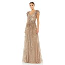 マックダガル レディース ワンピース トップス Women's Sequined Cut Out Ruffled Cap Sleeve Lace Up Gown...