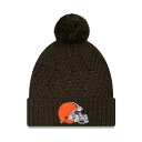ニューエラ レディース 帽子 アクセサリー Women's Brown Cleveland Browns Brisk Cuffed Knit Hat with Pom Brown(4)